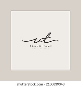 Initial Letter UT Logo - Handwritten Signature Style Logo