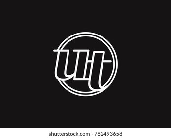 Initial letter ut lowercase outline inside the circle logo template white on black background