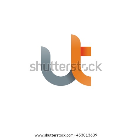 initial letter ut modern linked circle round lowercase logo orange gray