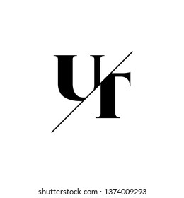 Initial Letter UT Monogram Sliced. Logo template isolated on white background
