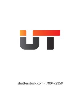 Initial letter UT, straight linked line bold logo, gradient fire red black colors