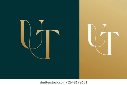 Letra inicial UT TU logotipo design vetor ilustração para casal, casamento e negócios