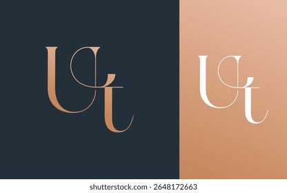 Letra inicial UT TU logotipo design vetor ilustração para casal, casamento e negócios