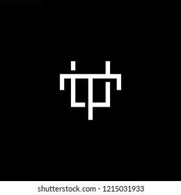 Initial letter UT TU minimalist art logo, white color on black background.