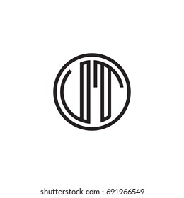 Initial letter UT, VT, minimalist line art monogram circle logo, black color