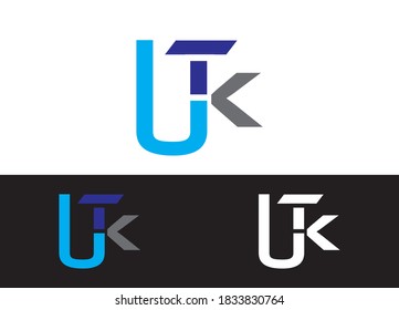 Plantilla de imagen del vector de diseño del icono o logotipo UTK de la carta inicial