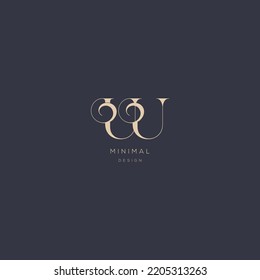 Initial letter UU alphabet minimal vector icon