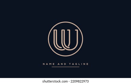 Initial letter UU alphabet minimal vector icon