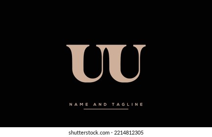 Initial letter UU alphabet minimal vector icon