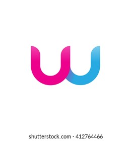 initial letter uu linked round lowercase logo pink blue purple