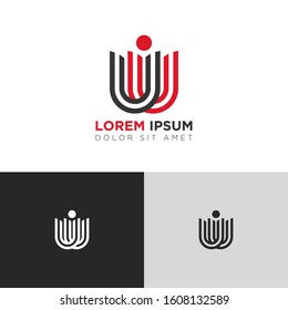 Initial Letter UU linked uppercase overlap modern logo design template. Suitable for business, consulting group company