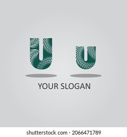 Initial Letter UU Logo With Leaves