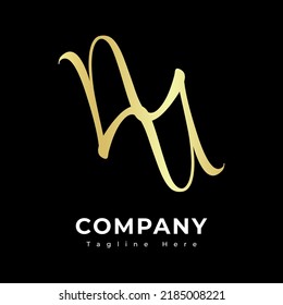 Initial letter UU related to leaf  beauty flourish gold color logo design.