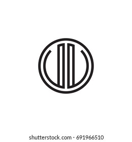Initial letter UU, UV, VU, VV, minimalist line art monogram circle logo, black color