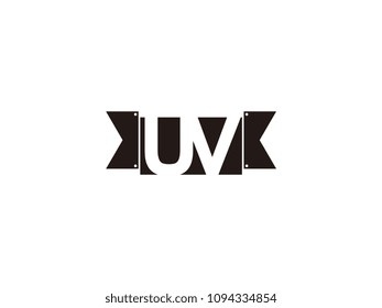 Initial letter uv black ribbon logo design