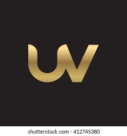 initial letter uv linked round lowercase logo gold black background