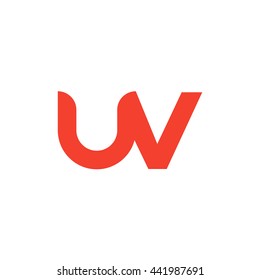 initial letter uv linked round lowercase logo red