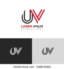 Initial Letter UV linked uppercase overlap modern logo design template. Suitable for business, consulting group company
