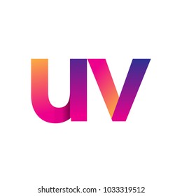Initial Letter UV Logo Lowercase, magenta and orange, Modern and Simple Logo Design.