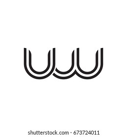 Initial letter uw, linked outline rounded lowercase, monogram black