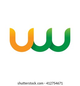 initial letter uw linked round lowercase logo orange green