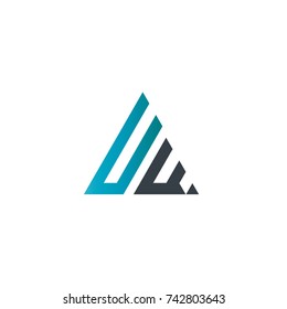 Initial Letter UW Linked Triangle Design Logo