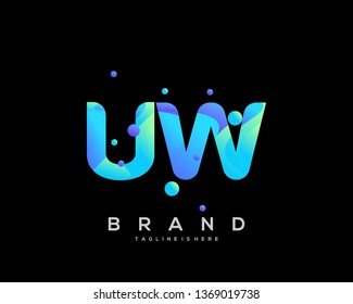 Initial letter UW logo with colorful background, letter combination logo design for creative industry, web, business and company. - Vector