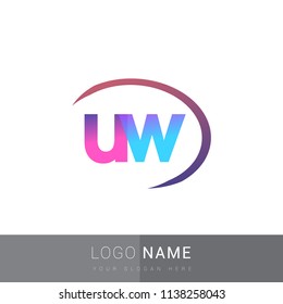initial letter UW logotype company name, coloreful and swoosh design. vector logo for business and company identity.