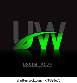 initial letter UW logotype company name colored green and black swoosh design. vector logo for business and company identity.
