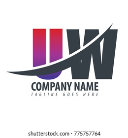 Initial Letter UW Overlapping Logo