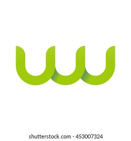 initial letter uw, uuu, wu, modern linked circle round lowercase logo green