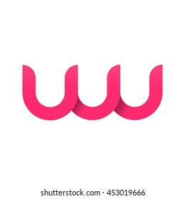 initial letter uw, uuu, wu, modern linked circle round lowercase logo pink