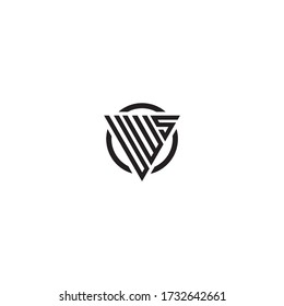 Initial Letter UWS triangle monogram cool modern logo
