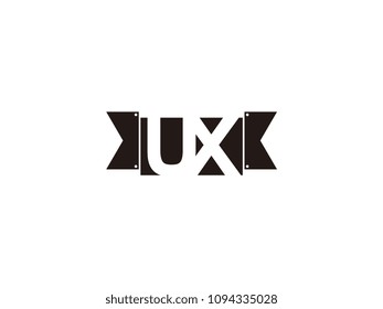 Initial letter ux black ribbon logo design