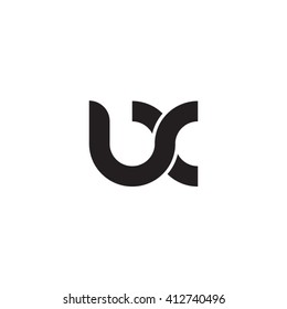 Initial Letter Ux Linked Round Lowercase Monogram Logo Black