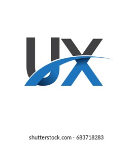 initial letter UX logotype company name colored blue and grey swoosh design. vector logo for business and company identity.

