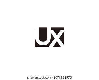 Initial letter ux lowercase logo black and white