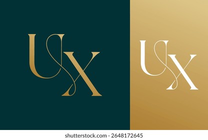 Letra inicial UX XU logotipo design vetor ilustração para casal, casamento e negócios