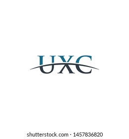 Initial letter UXC, overlapping movement swoosh horizon logo company design inspiration in blue and gray color vector