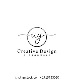 Initial letter UY calligraphy handwritten logo. Handwritten alphabet in the logo template. Letters and Alphabet for your logo design.