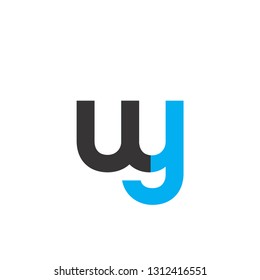 Initial Letter UY Linked Circle Lowercase Logo Black Blue Icon Design Template Element - Vector