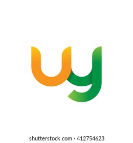 initial letter uy linked round lowercase logo orange green