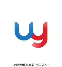initial letter uy linked round lowercase logo blue red