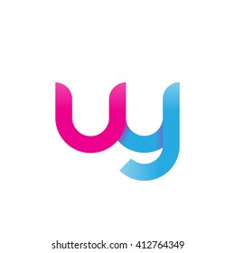 initial letter uy linked round lowercase logo pink blue purple