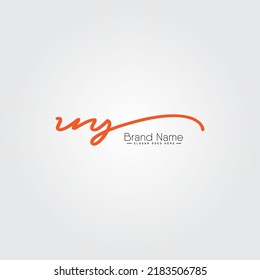 Initial Letter UY Logo - Handwritten Signature Style Logo