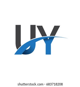initial letter UY logotype company name colored blue and grey swoosh design. vector logo for business and company identity
