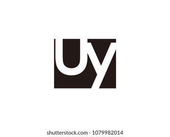 Initial letter uy lowercase logo black and white