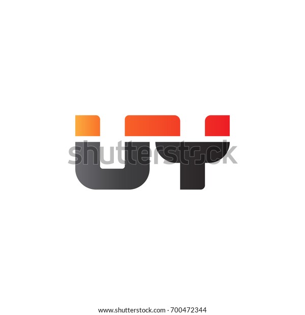 Initial letter UY, straight linked line bold logo,\
gradient fire red black\
colors