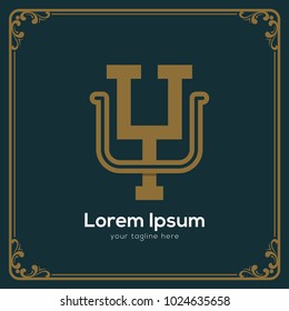 initial letter uy vintage style