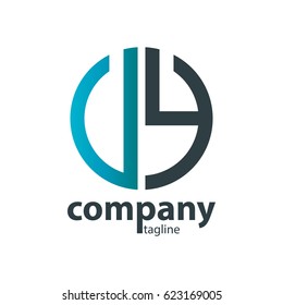 Initial Letter UY VY With Linked Circle Logo